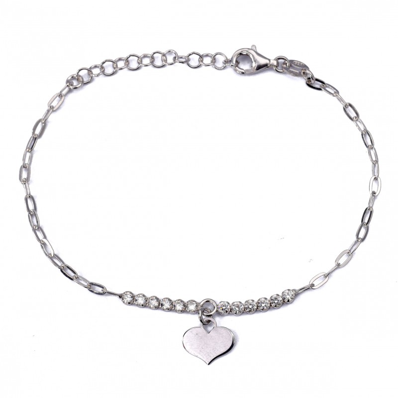 Srebrna bransoletka serduszko z cyrkoniami