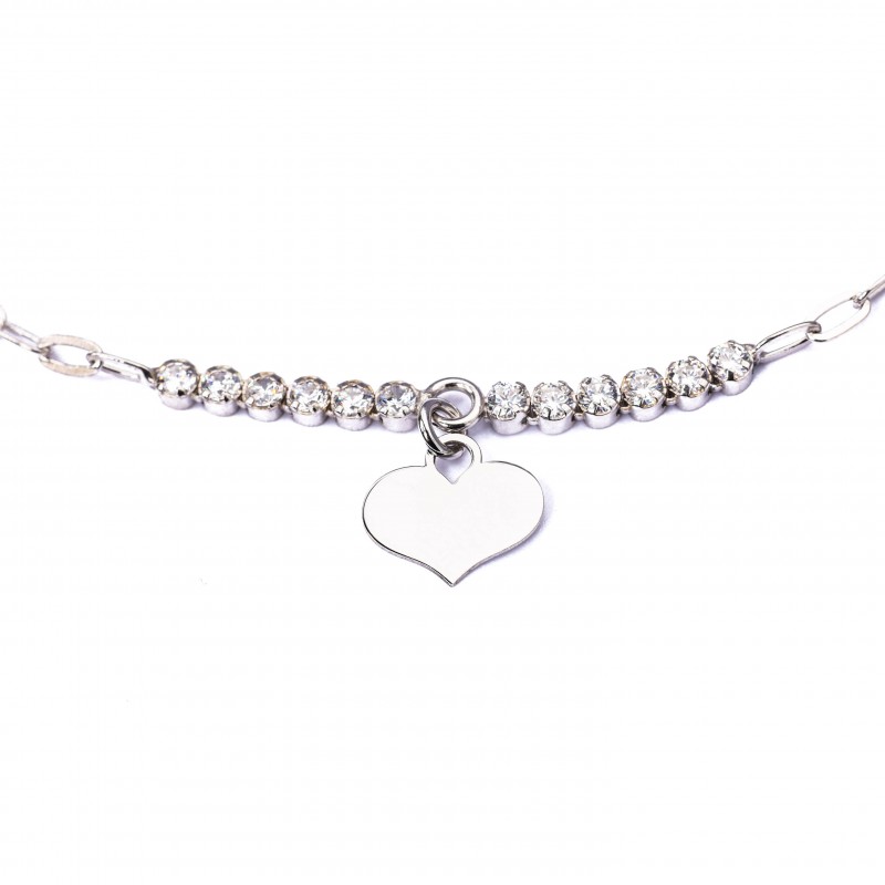 Srebrna bransoletka serduszko z cyrkoniami
