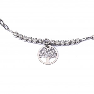Srebrna bransoletka drzewko szczęścia z cyrkoniami