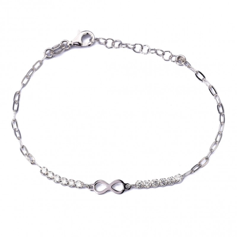 Srebrna bransoletka nieskończoność z cyrkoniami