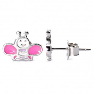 Srebrne kolczyki wesołe pszczółki