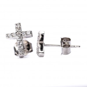 Srebrne kolczyki krzyżyki z cyrkoniami