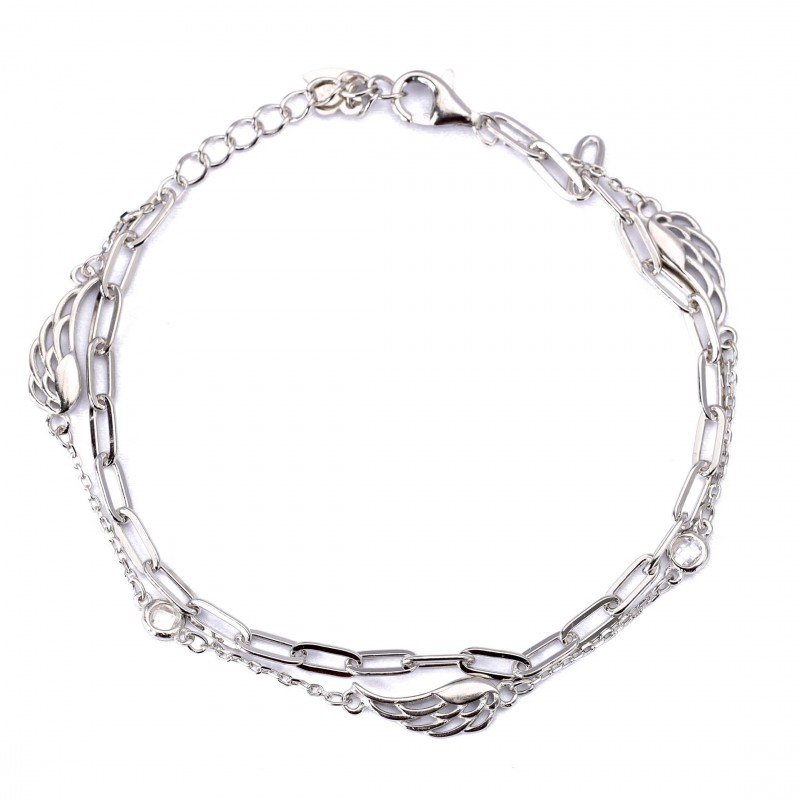 Srebrna bransoletka podwójna skrzydła