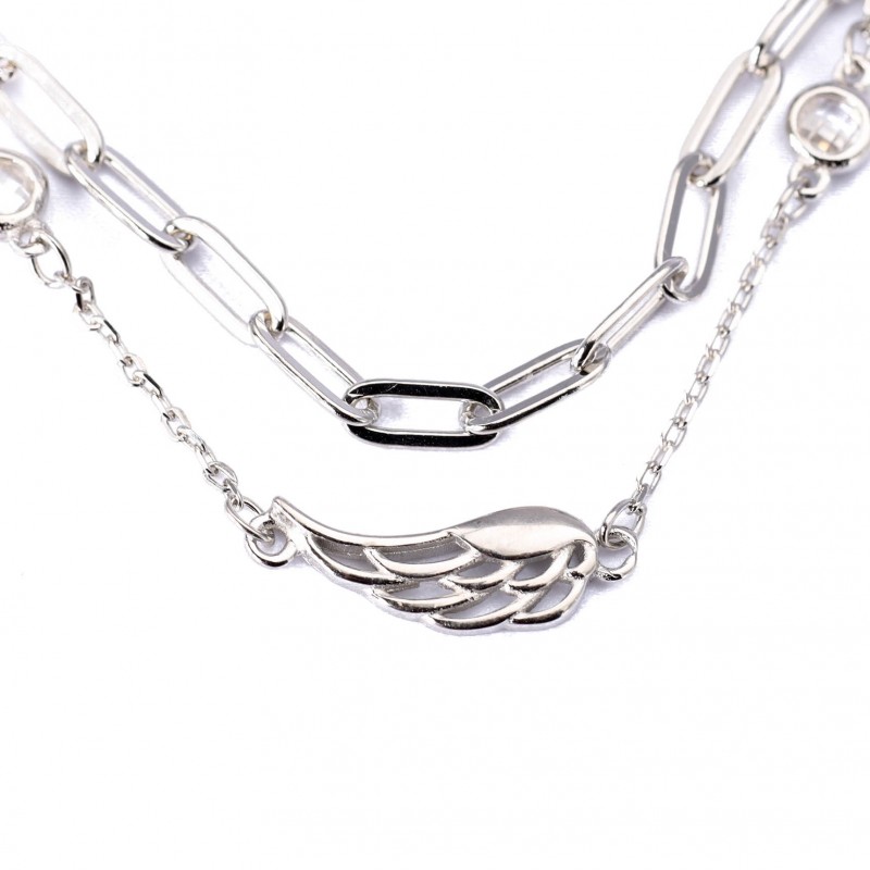 Srebrna bransoletka podwójna skrzydła