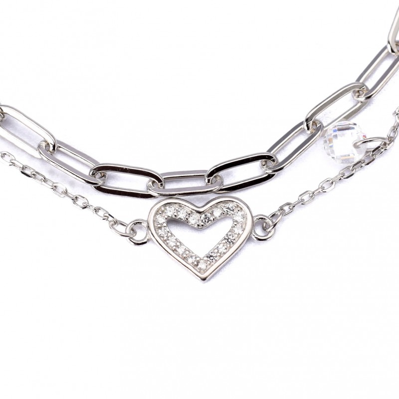 Srebrna bransoletka podwójna serduszka