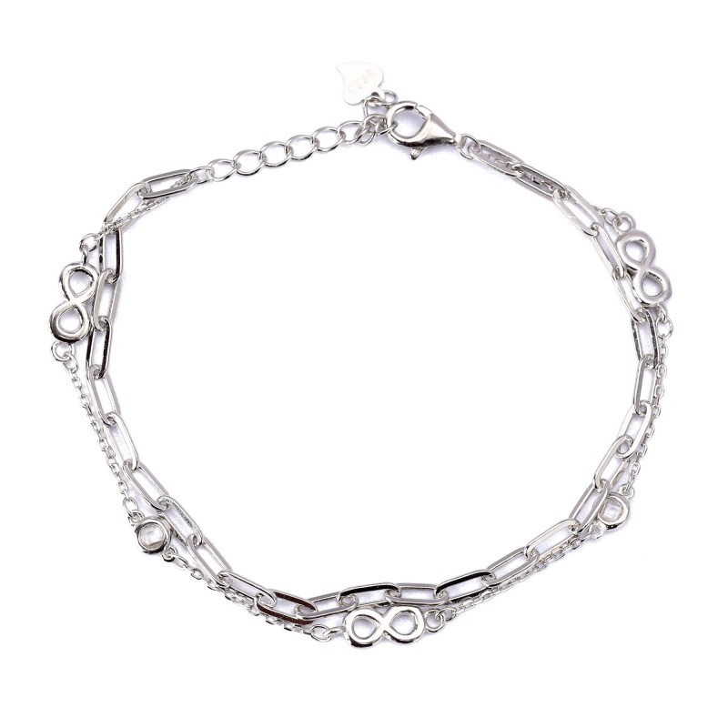 Srebrna bransoletka 925 podwójna nieskończoność ankier