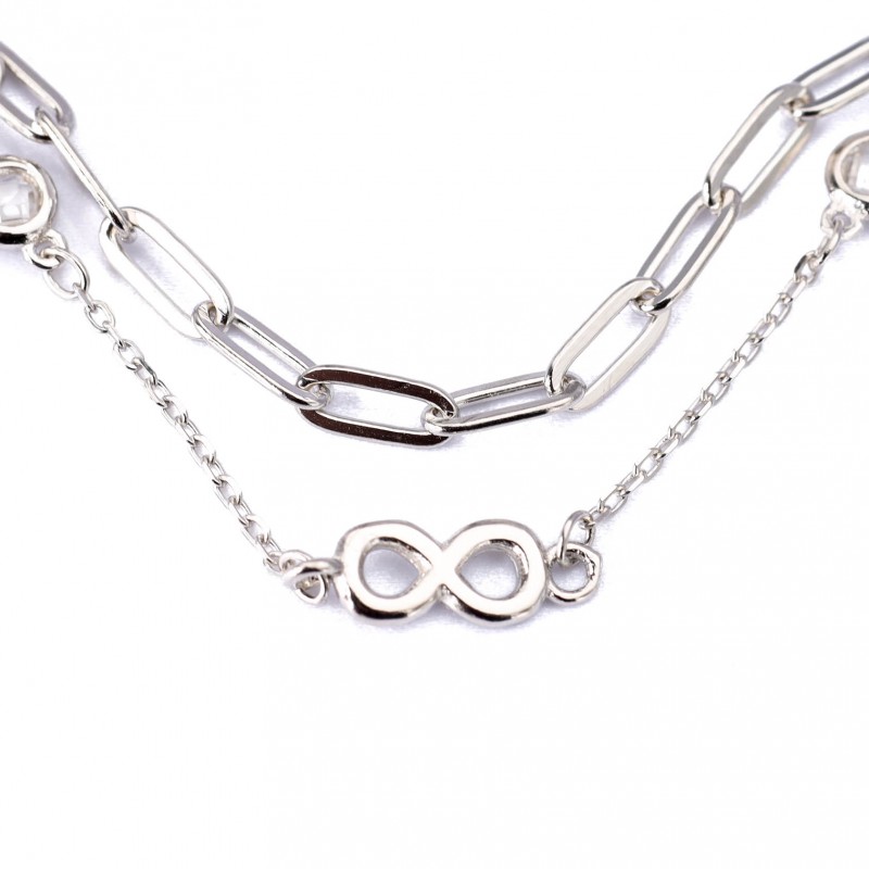 Srebrna bransoletka 925 podwójna nieskończoność ankier