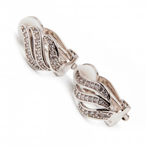 Srebrne kolczyki 925 wstęgi cyrkonie