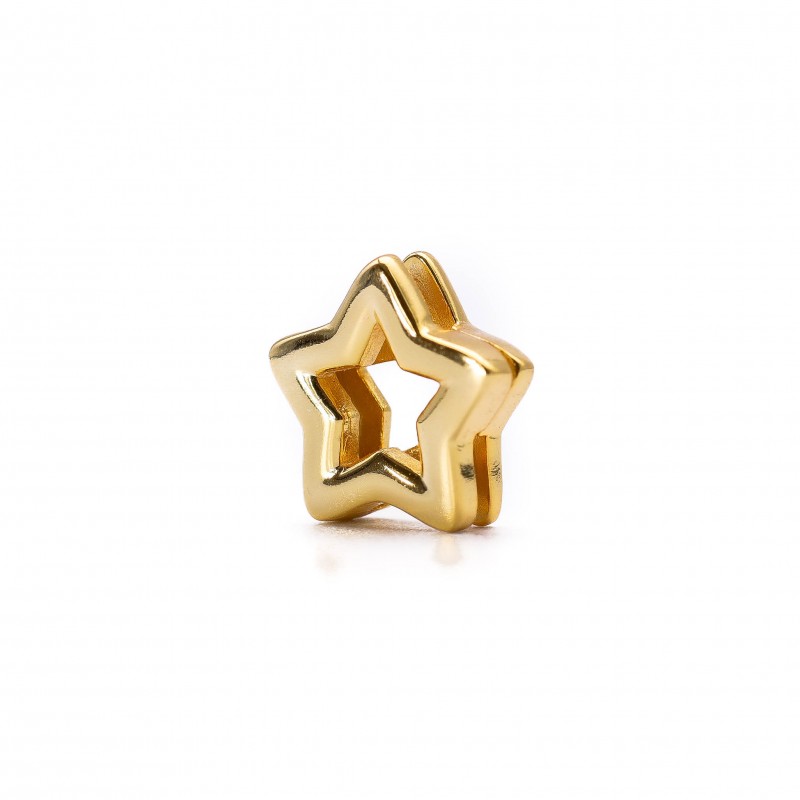 Srebrny pozłacany charms klips gwiazda