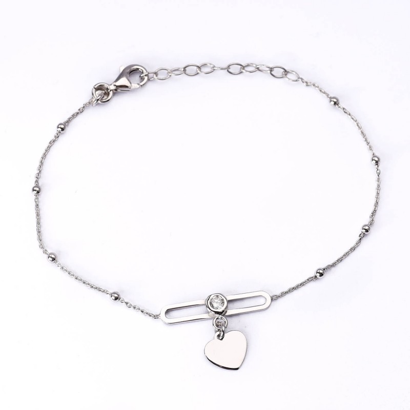 Srebrna bransoletka zawieszka serce