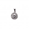 Srebrna zawieszka biała cyrkonia heksagon