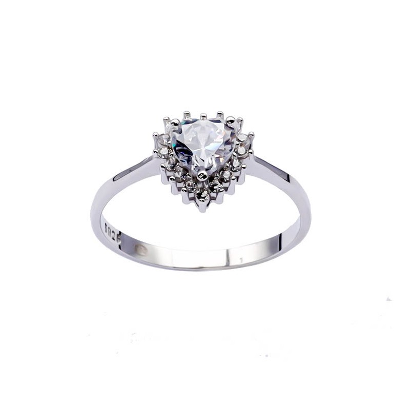 Srebrny pierścionek 925 cyrkoniowe serce