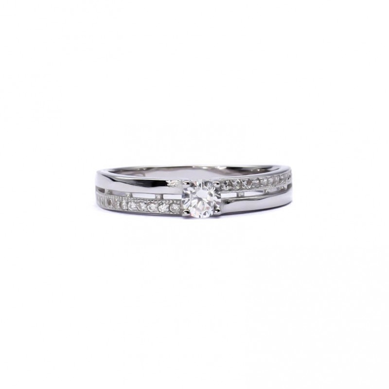 Srebrny pierścionek 925 podwójny z cyrkonią