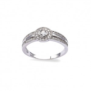 Srebrny pierścionek 925 okrągła cyrkonia