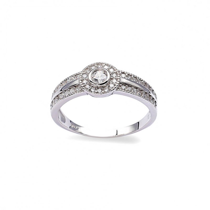 Srebrny pierścionek 925 okrągła cyrkonia