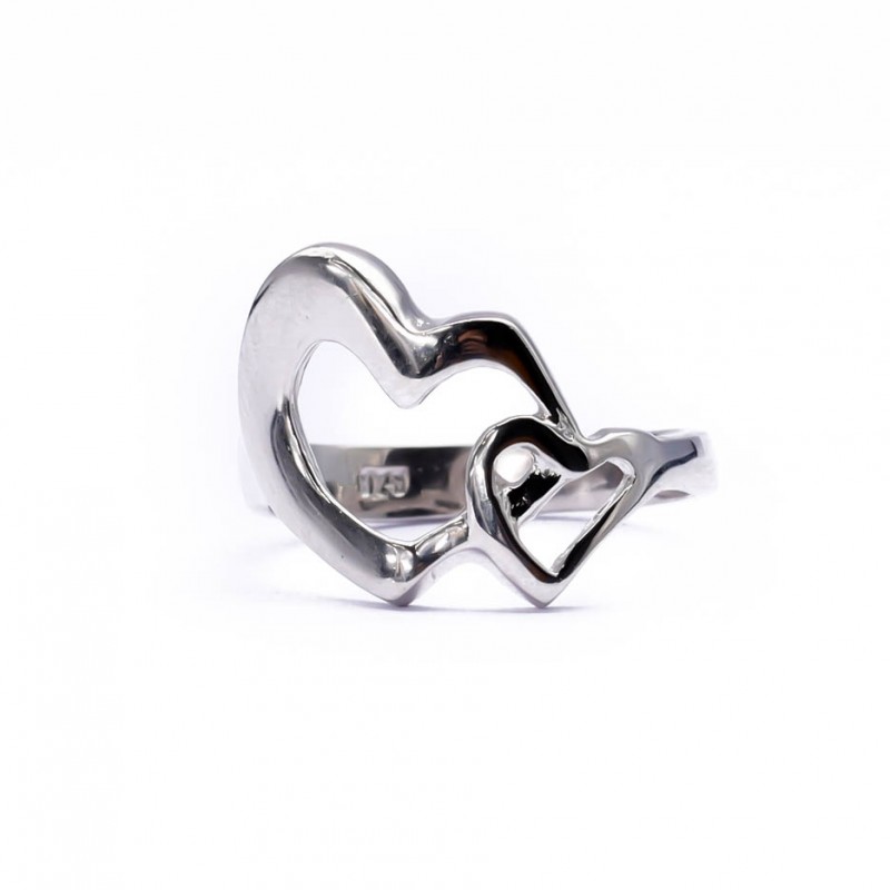 Srebrny pierścionek 925 połączone serca