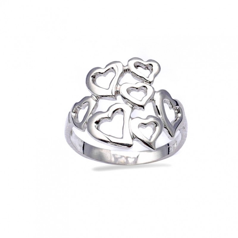 Srebrny pierścionek 925 wznoszące serca