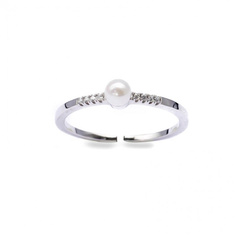 Srebrny pierścionek 925 perła z cyrkoniami