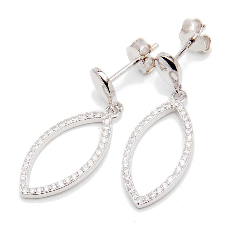 Komplet srebrny kolczyki i zawieszka łezka z cyrkoniami