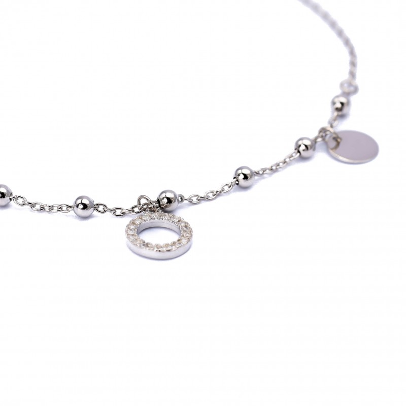 Srebrna bransoletka cyrkoniowe koło