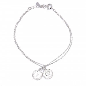 Srebrna bransoletka podwójna moneta