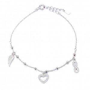 Srebrna bransoletka serce nieskończoność