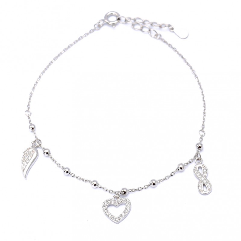 Srebrna bransoletka serce nieskończoność