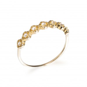 Złoty pierścionek zaręczynowy z cyrkoniami Royal Crown
