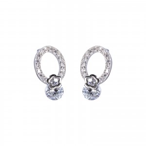 Srebrne kolczyki owalne z cyrkoniową