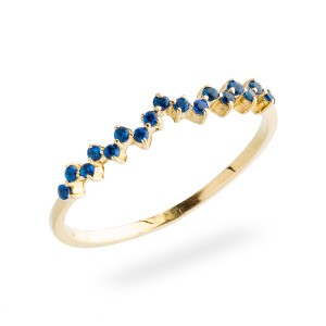 Złoty pierścionek 585 zaręczynowy Zygzak Niebieski