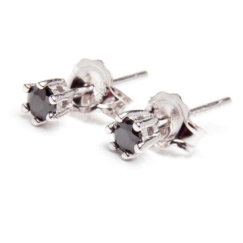 Srebrne kolczyki 925 czarna cyrkonia 3.5 mm
