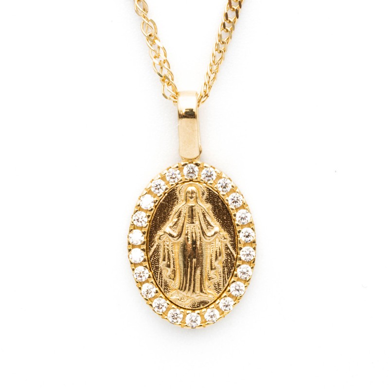 Złota zawieszka 585 Medalik Matka Boska
