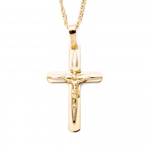 Złota zawieszka 585 Krzyżyk z Jezusem