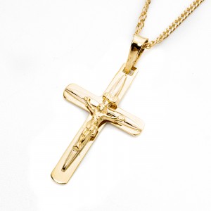 Złota zawieszka 585 Krzyżyk z Jezusem