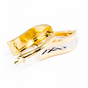 Złote kolczyki 585 falowany błysk