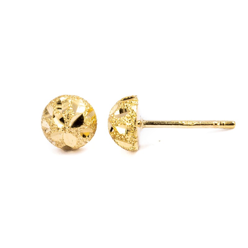 Złote kolczyki 585 diamentowane półkulki 6 mm