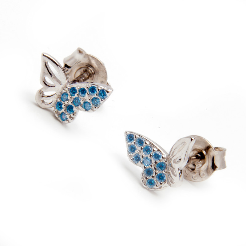 Srebrne kolczyki 925 motyl cyrkonie