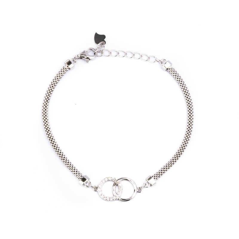 Srebrna bransoletka 925 połączone koła