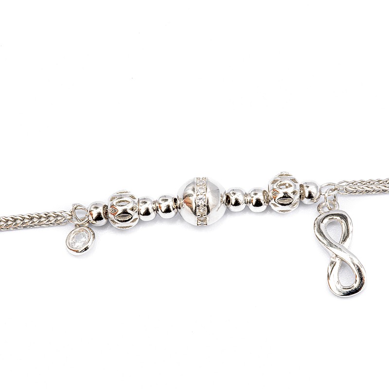 Srebrna bransoletka 925 kulki nieskończoność