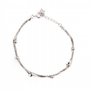 Srebrna bransoletka 925 podwójna serduszka