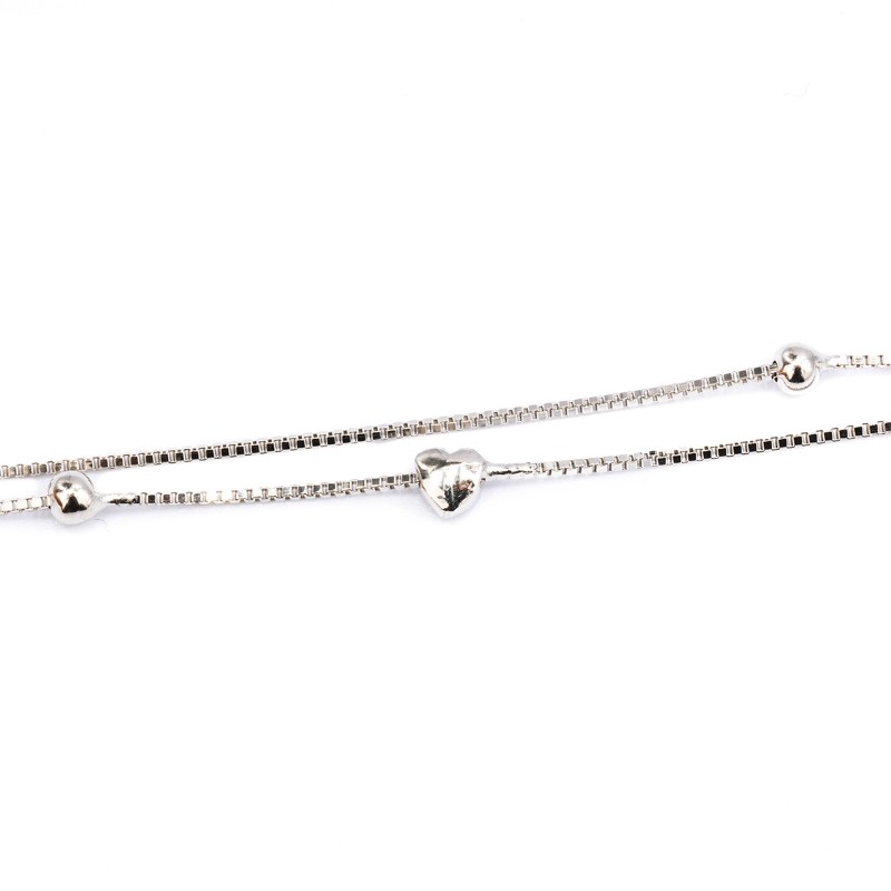 Srebrna bransoletka 925 podwójna serduszka