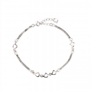 Srebrna bransoletka 925 plecione serduszka