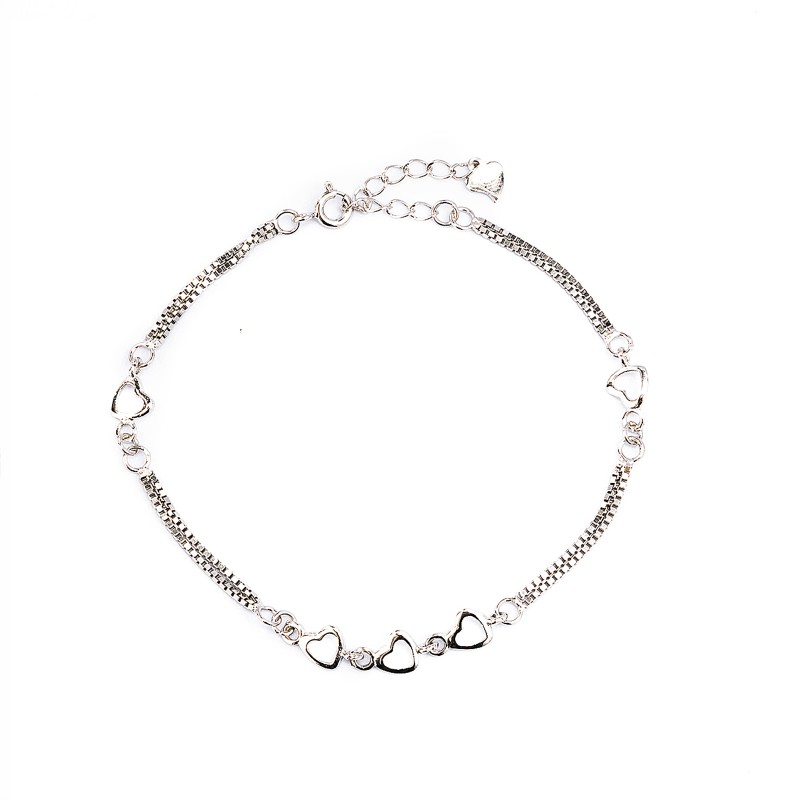 Srebrna bransoletka 925 plecione serduszka