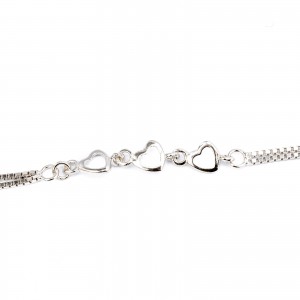 Srebrna bransoletka 925 plecione serduszka