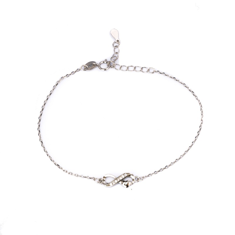 Srebrna bransoletka 925 nieskończoność serce