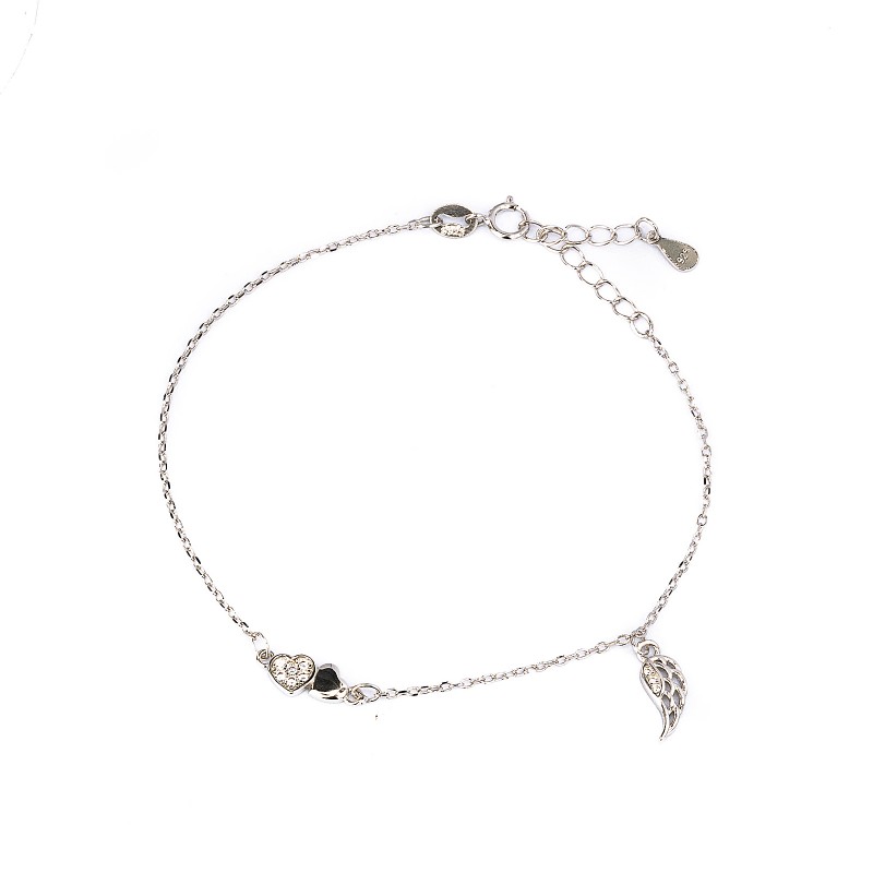 Srebrna bransoletka 925 skrzydlate serca