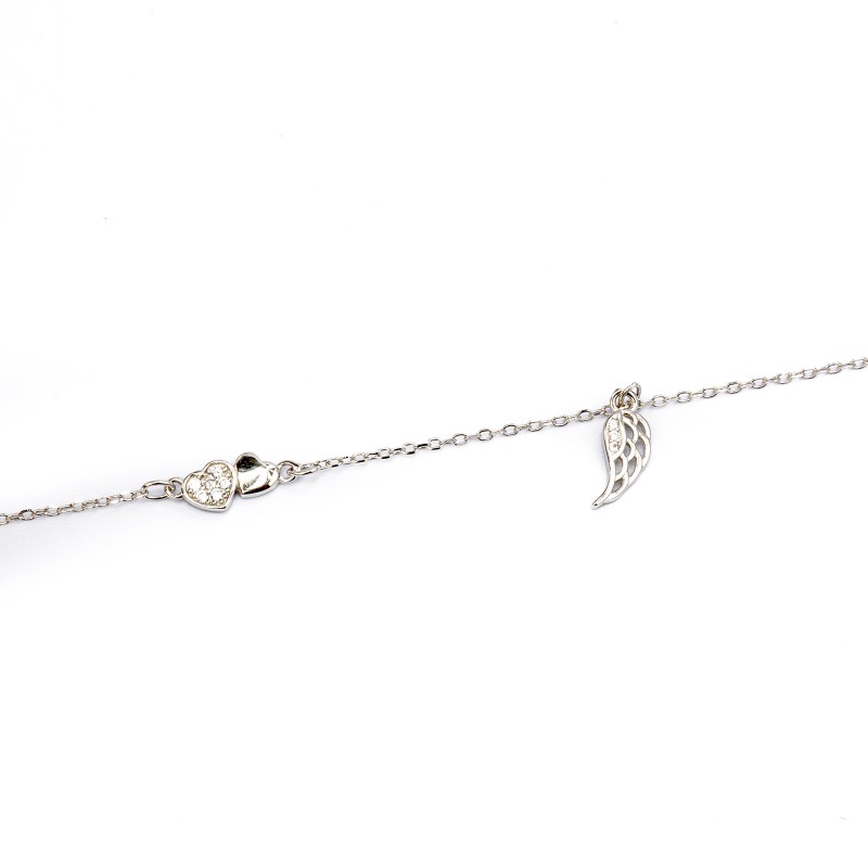 Srebrna bransoletka 925 skrzydlate serca