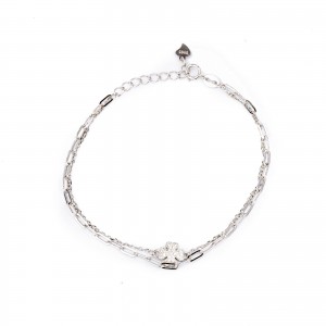 Srebrna bransoletka 925 podwójna z koniczyną