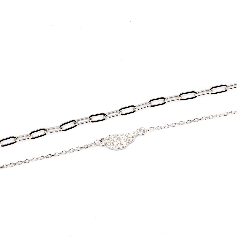 Srebrna bransoletka 925 podwójna ze skrzydłem