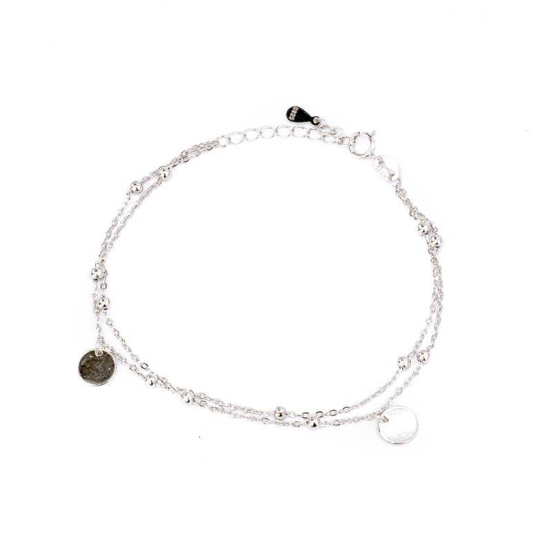 Srebrna bransoletka 925 podwójna z kołami